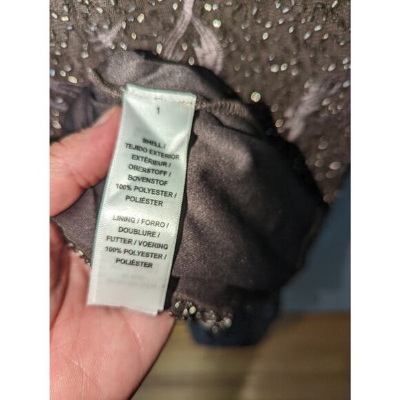 Aidan Mattox Beaded Embroidered Formal Gown Espresso Brown Long Sleeve New 4 - Picture 9 of 14